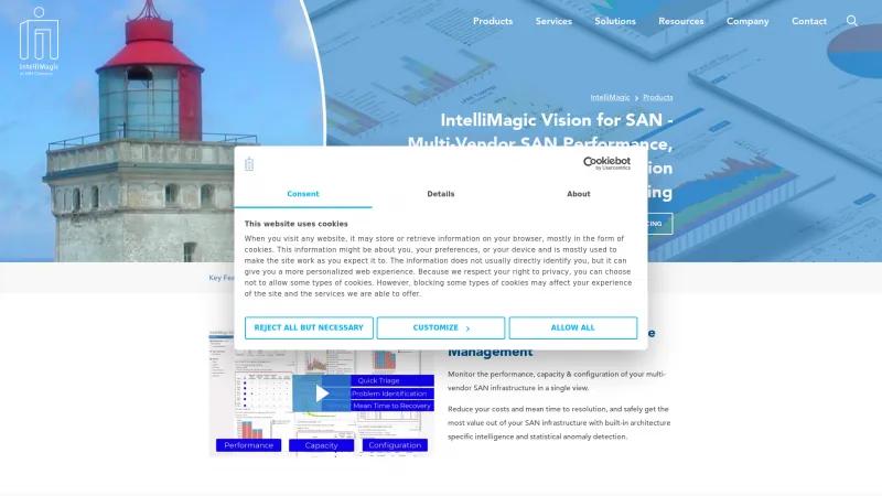 Homepage of IntelliMagic for SAN