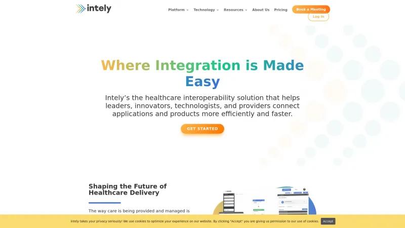 Homepage of Intely