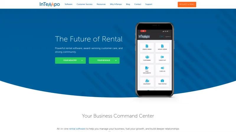 Homepage of InTempo Rental Software