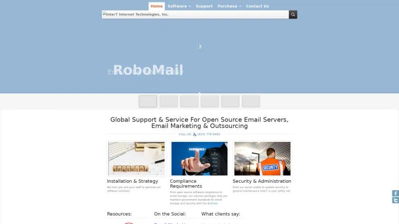 Homepage of RoboMail