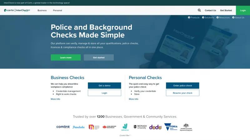 Homepage of InterCheck