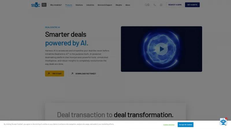 Homepage of Intralinks DealCentre