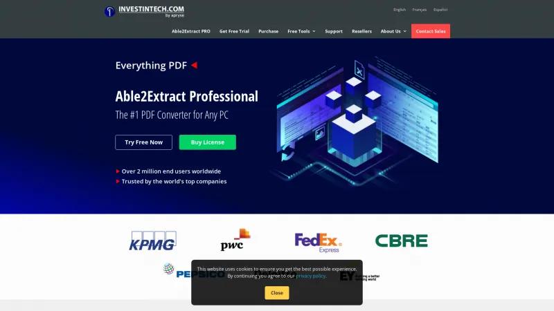 Homepage of Able2Extract Professional