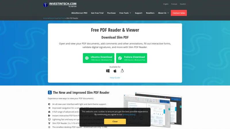 Homepage of Slim PDF Reader