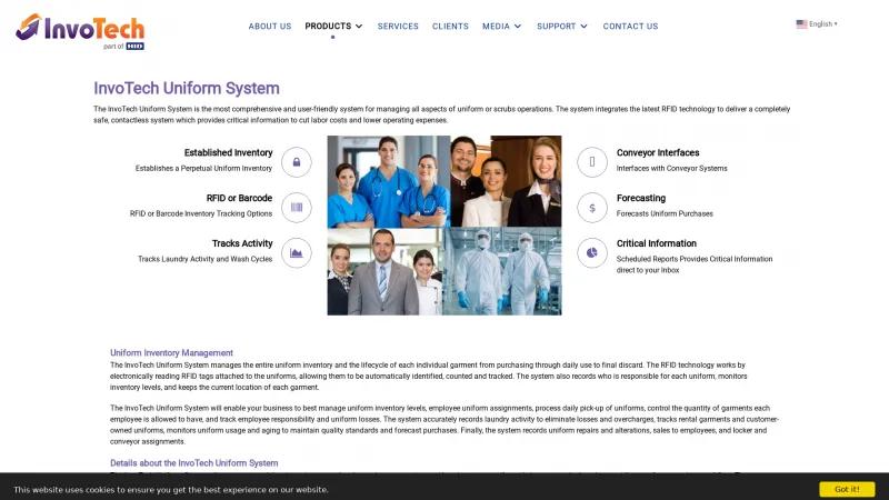 Homepage of InvoTech Uniform System