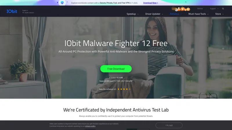 Homepage of IObit Malware Fighter