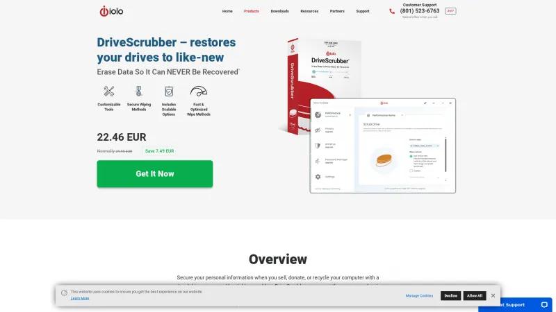 Homepage of DriveScrubber