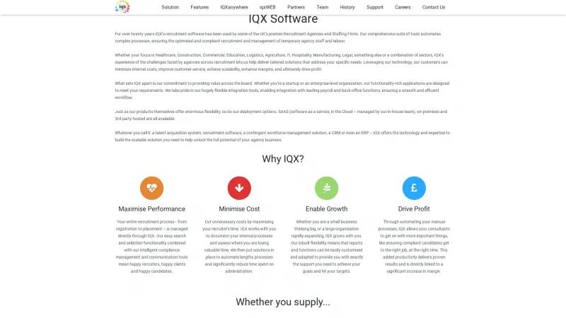 Homepage of IQX