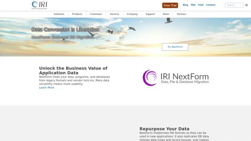 Homepage of IRI NextForm