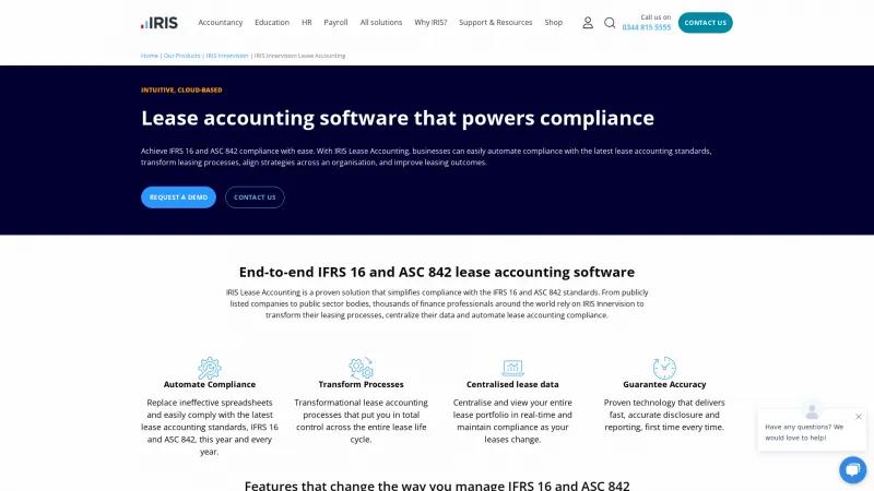 Homepage of IRIS Lease Accounting