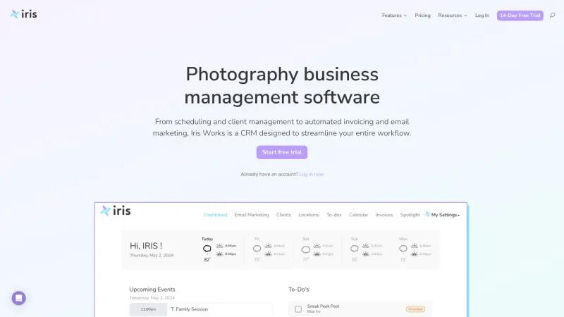 Homepage of Iris Works