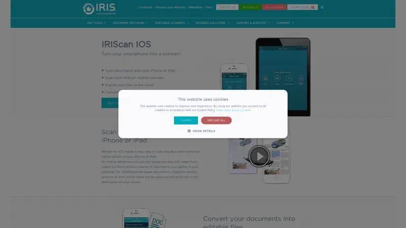 Homepage of IRIScan