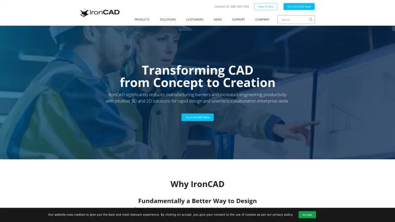 Homepage of IronCAD