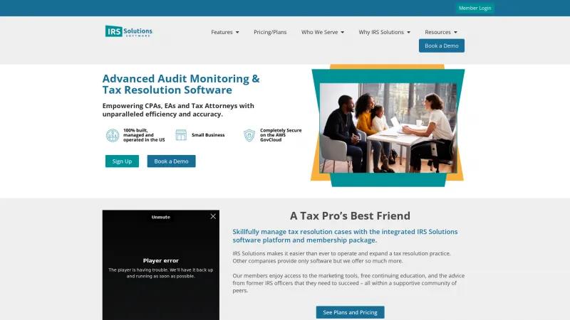 Homepage of IRS Solutions Software