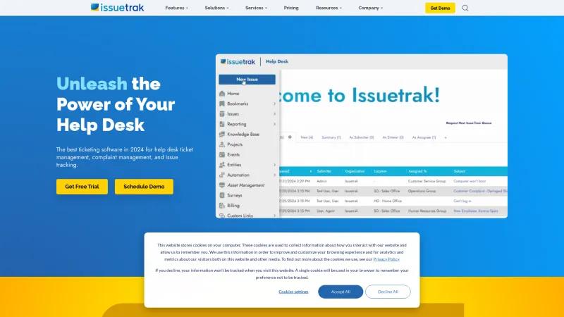 Homepage of Issuetrak