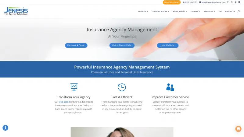 Homepage of Jenesis Agency Management