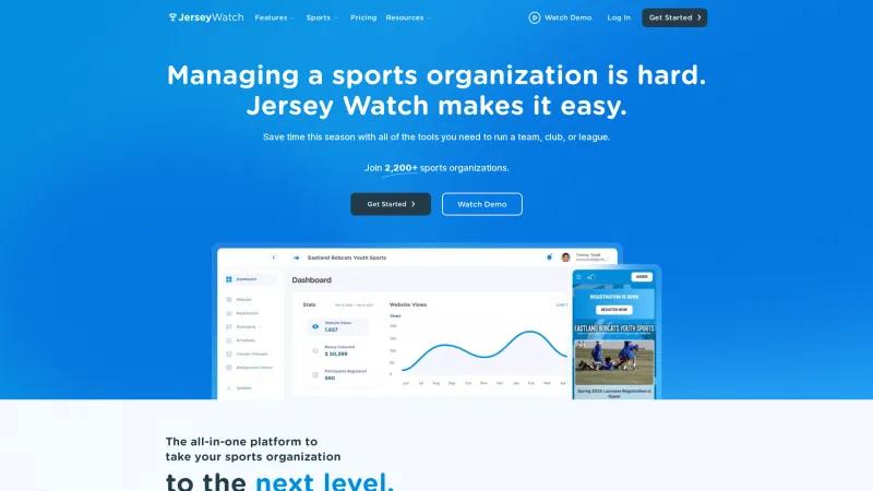 Homepage of Jersey Watch