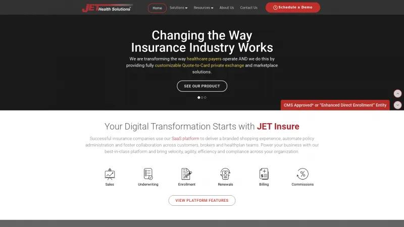 Homepage of JET Insure