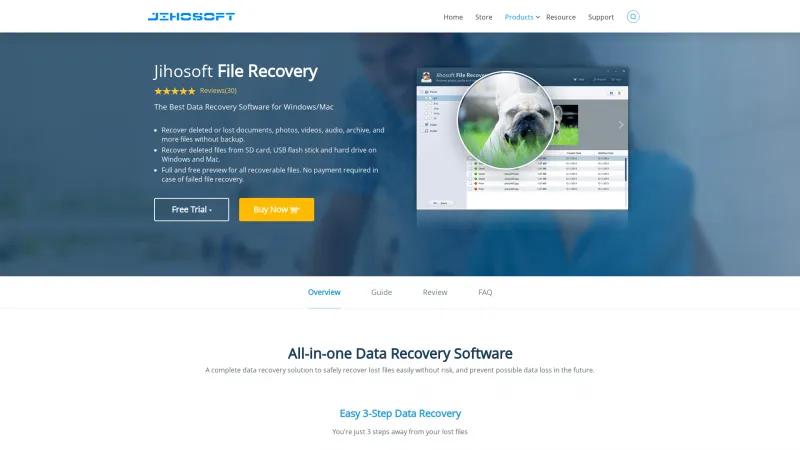 Homepage of Jihosoft File Recovery