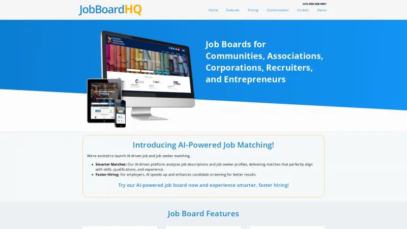 Homepage of JobBoardHQ