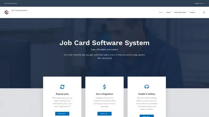 Homepage of Job Tracking system