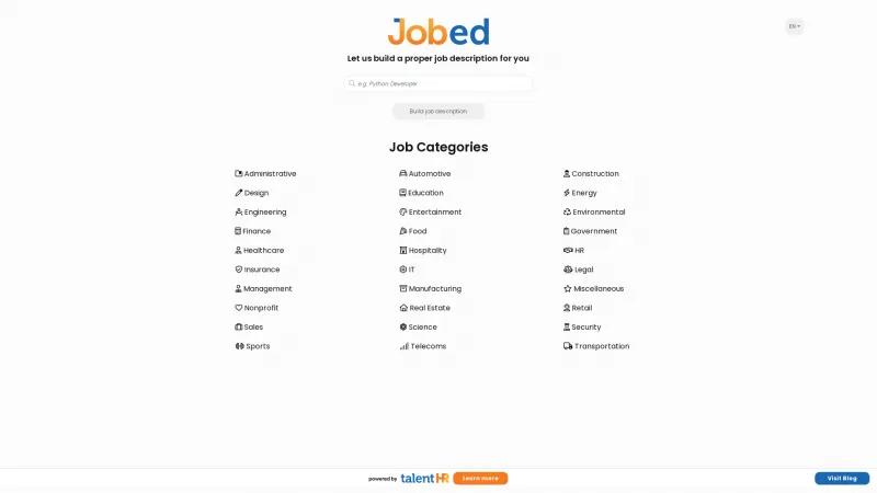 Homepage of Jobed.ai