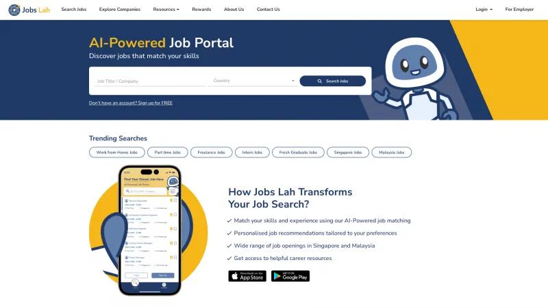 Homepage of Jobs Lah