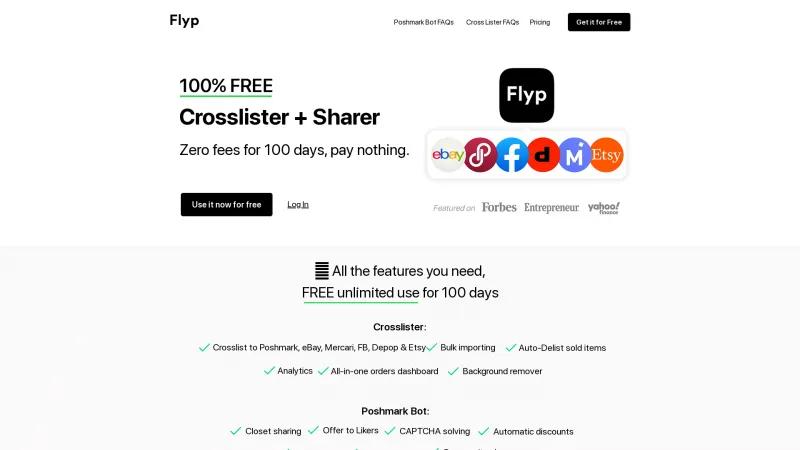 Homepage of Flyp