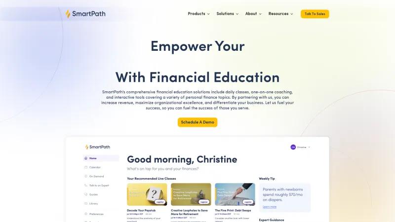 Homepage of SmartPath