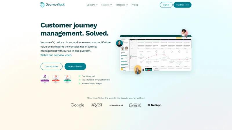 Homepage of JourneyTrack