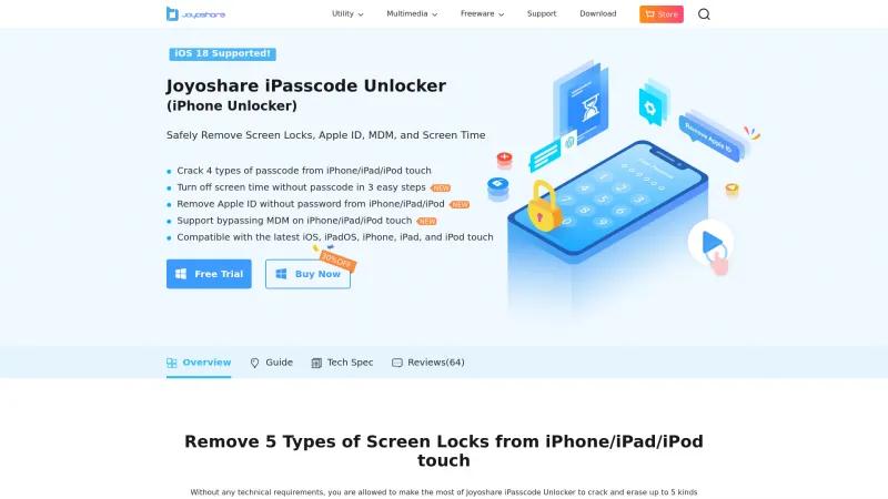 Homepage of Joyoshare iPasscode Unlocker