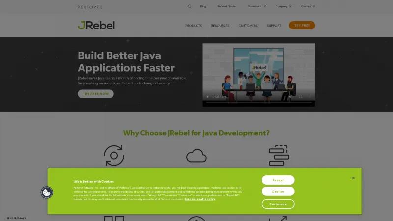 Homepage of JRebel