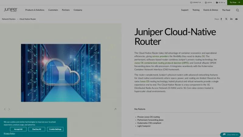 Homepage of Juniper Cloud-Native Router