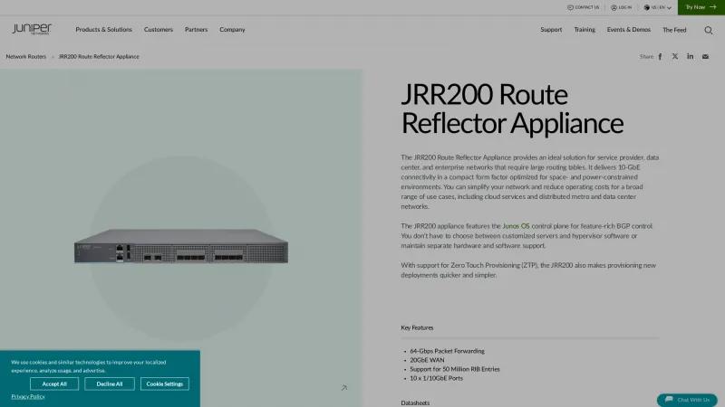 Homepage of JRR200 Route Reflector Appliance