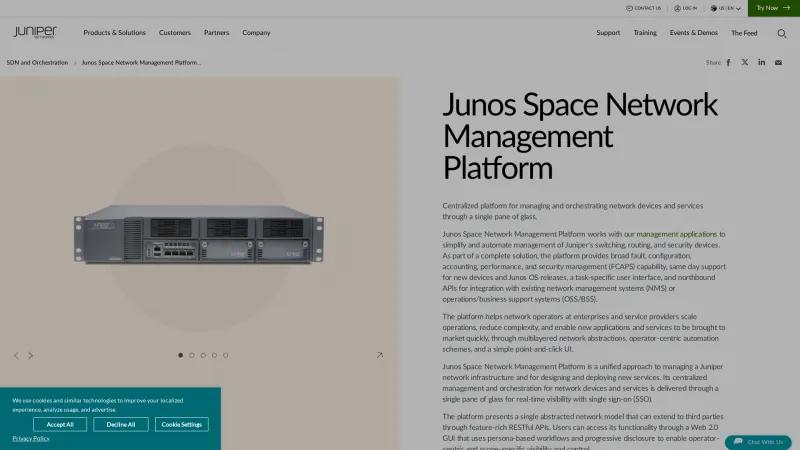 Homepage of Junos Space Network Management