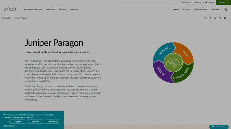 Homepage of Juniper Paragon Automation