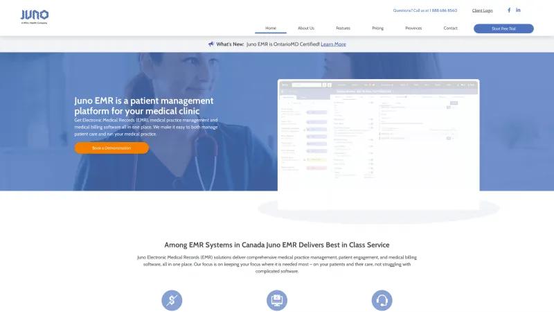 Homepage of Juno EMR