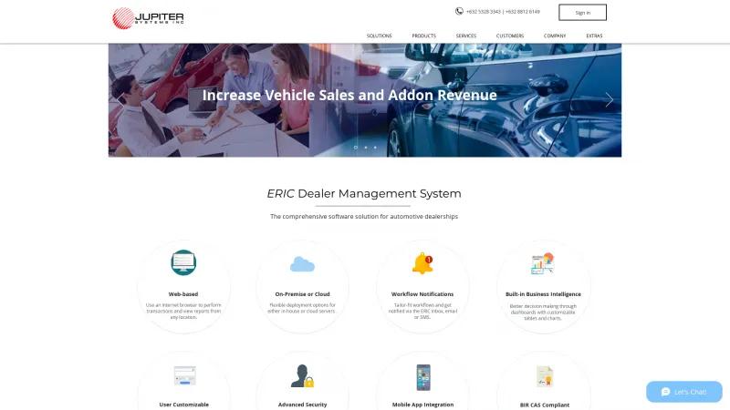 Homepage of ERIC Dealer Management System