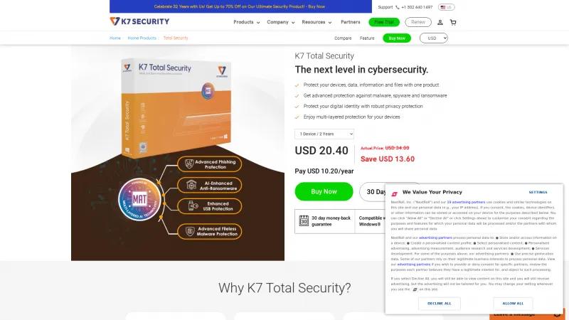 Homepage of K7 Total Security