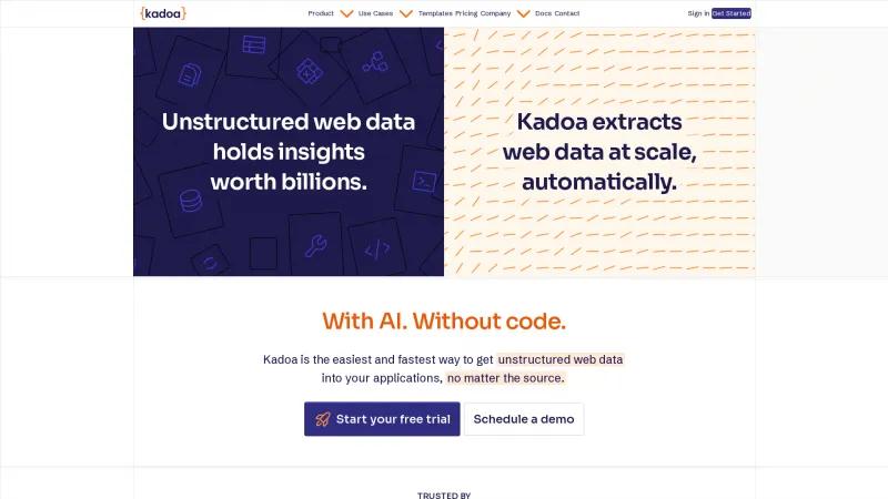 Homepage of Kadoa