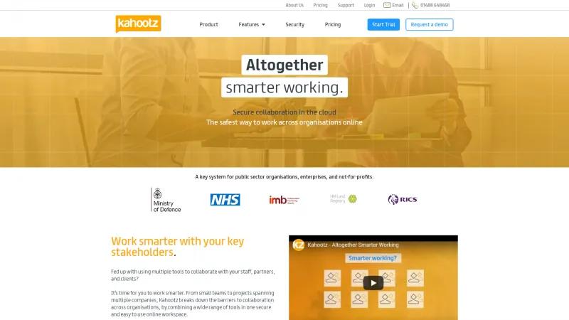 Homepage of Kahootz