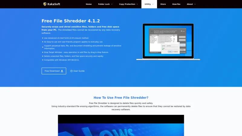 Homepage of KakaSoft Free File Shredder