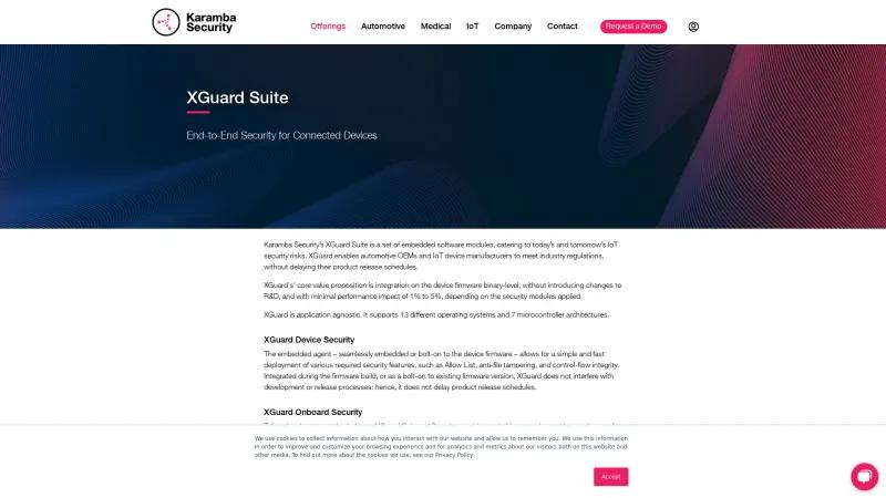 Homepage of Karamba XGuard