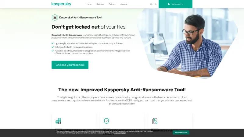 Homepage of Kaspersky Anti-Ransomware Tool