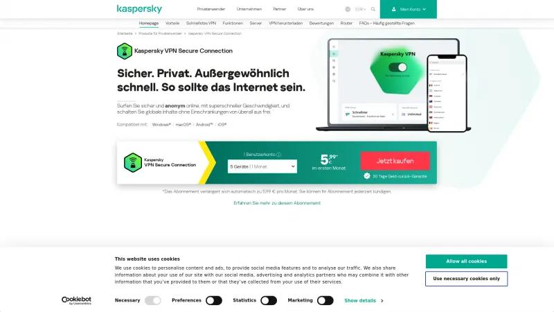 Homepage of Kaspersky Fast Secure VPN