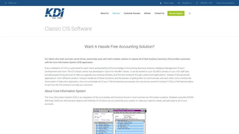 Homepage of Core Information System