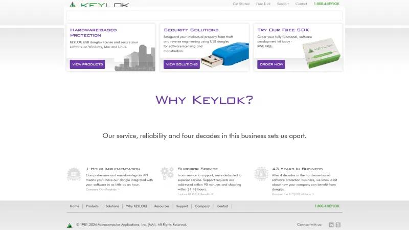 Homepage of KEYLOK