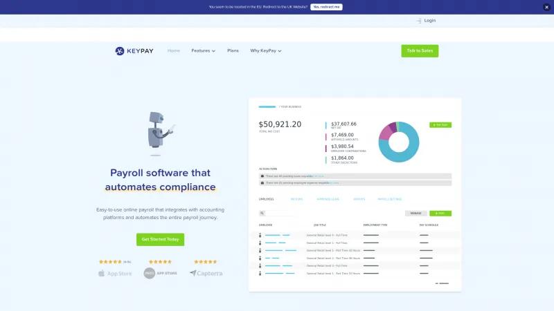 Homepage of KeyPay