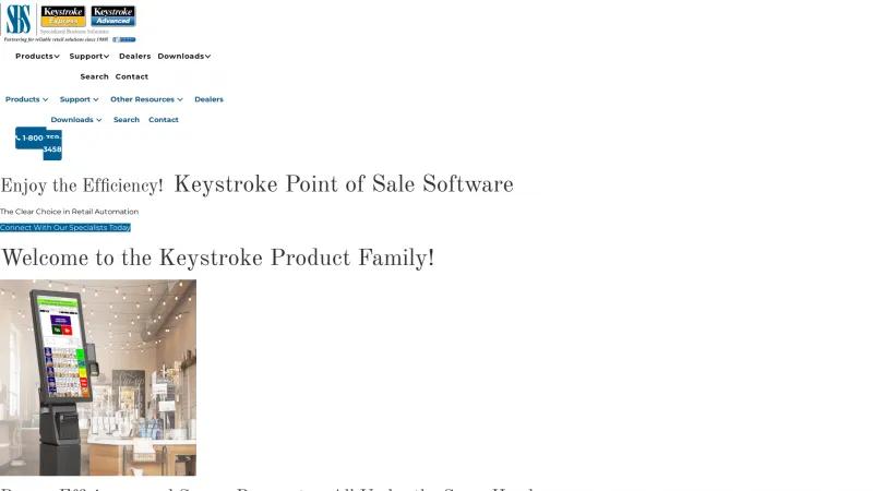 Homepage of Keystroke POS Software