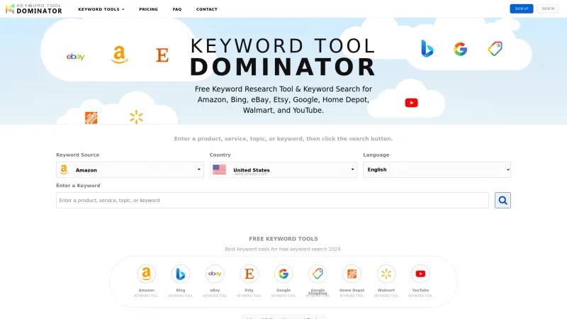 Homepage of Keyword Tool Dominator